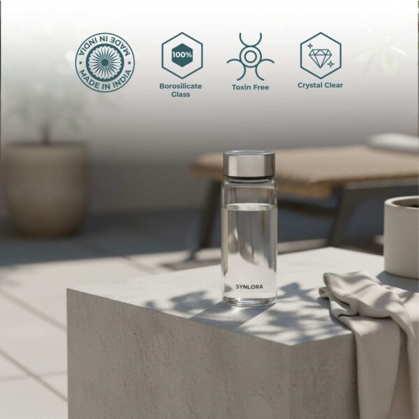PrimeBorosilicateGlassWaterBottle500ml (5) Synlora Prime Borosilicate Glass Water Short Bottle (500 ml)