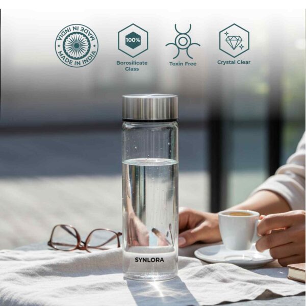 Synlora Prime Borosilicate Glass Water 500 ml Tall Bottle (3) Synlora Prime Borosilicate Glass Water 500 ml Tall Bottle