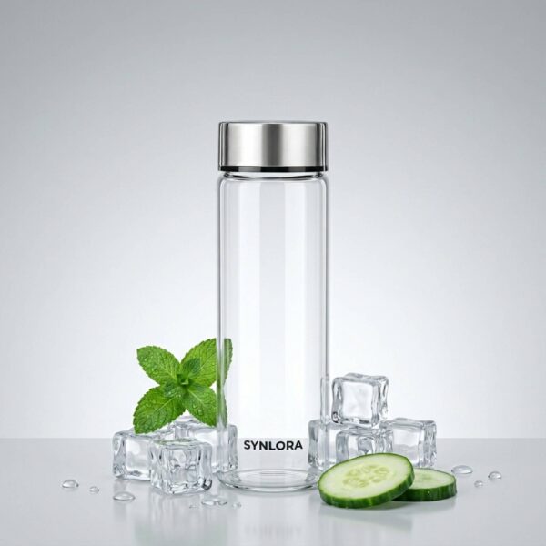 Synlora Prime Borosilicate Glass Water 500 ml Tall Bottle (4) Synlora Prime Borosilicate Glass Water 500 ml Tall Bottle
