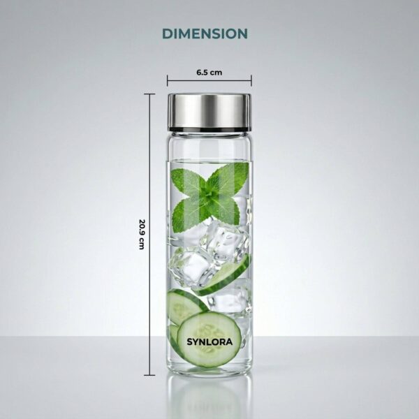 Synlora Prime Borosilicate Glass Water 500 ml Tall Bottle (6) Synlora Prime Borosilicate Glass Water 500 ml Tall Bottle